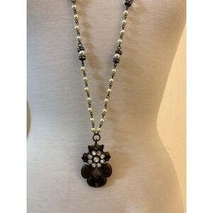 Vintage‎ Style Faux Pearl Long Necklace Bronze